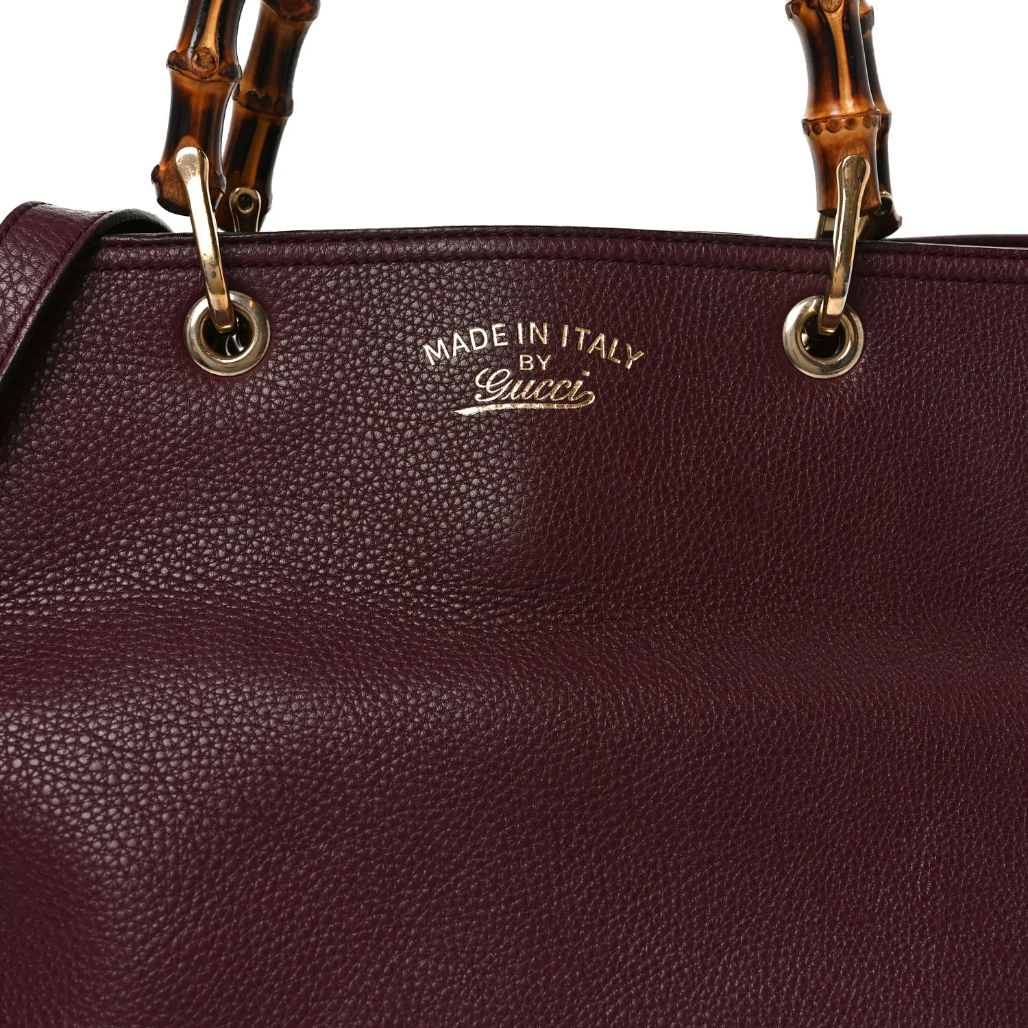 Pebbled Calfskin Large Bamboo Shopper Tote Burgundy - Image 8