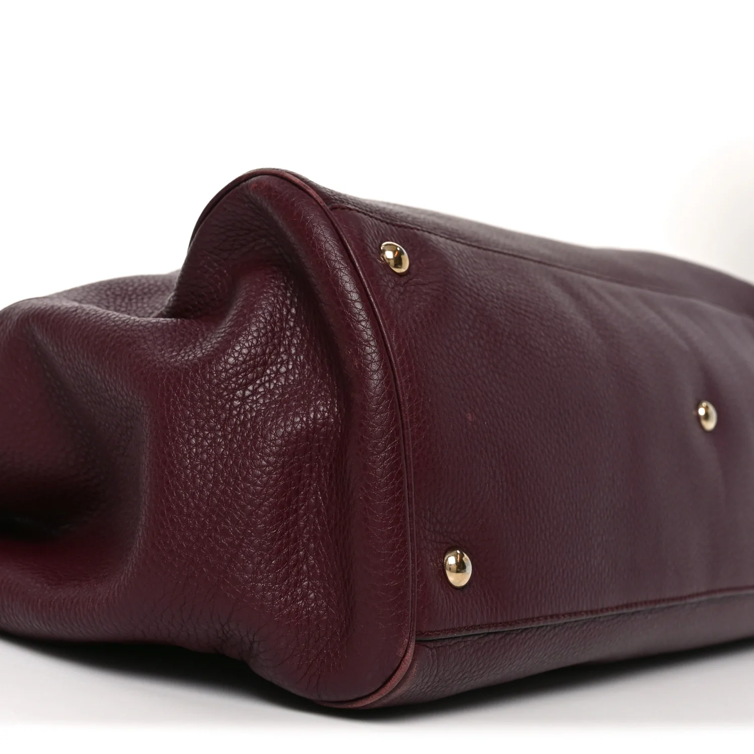 Pebbled Calfskin Large Bamboo Shopper Tote Burgundy - Image 9