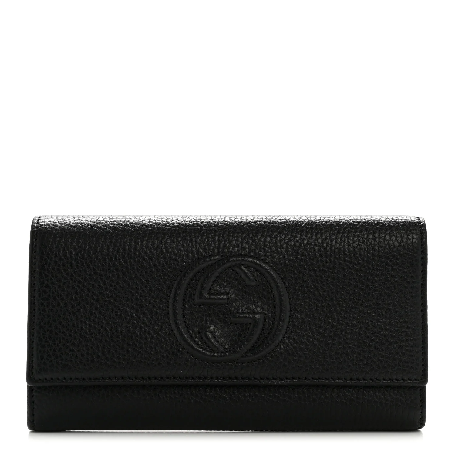 Pebbled Calfskin Large Soho Continental Wallet Black
