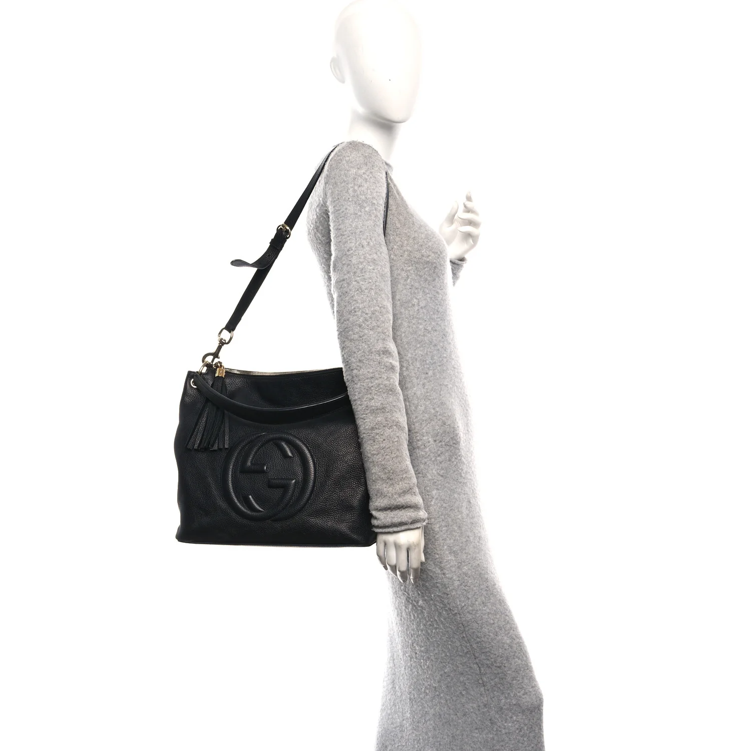 Pebbled Calfskin Large Soho Hobo Black - Image 2