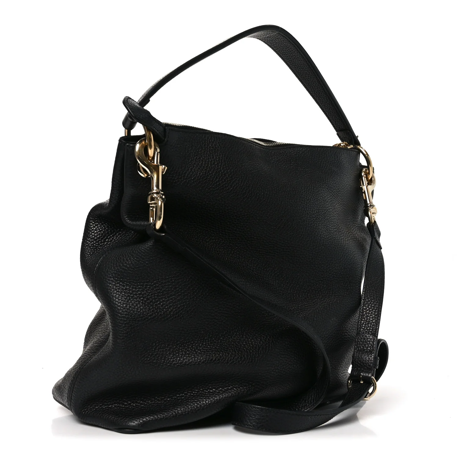 Pebbled Calfskin Large Soho Hobo Black - Image 3