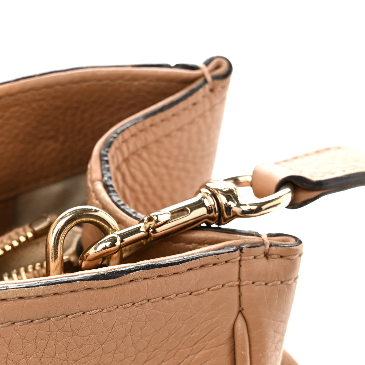 Pebbled Calfskin Medium Bamboo Shopper Tote Camelia - Image 16
