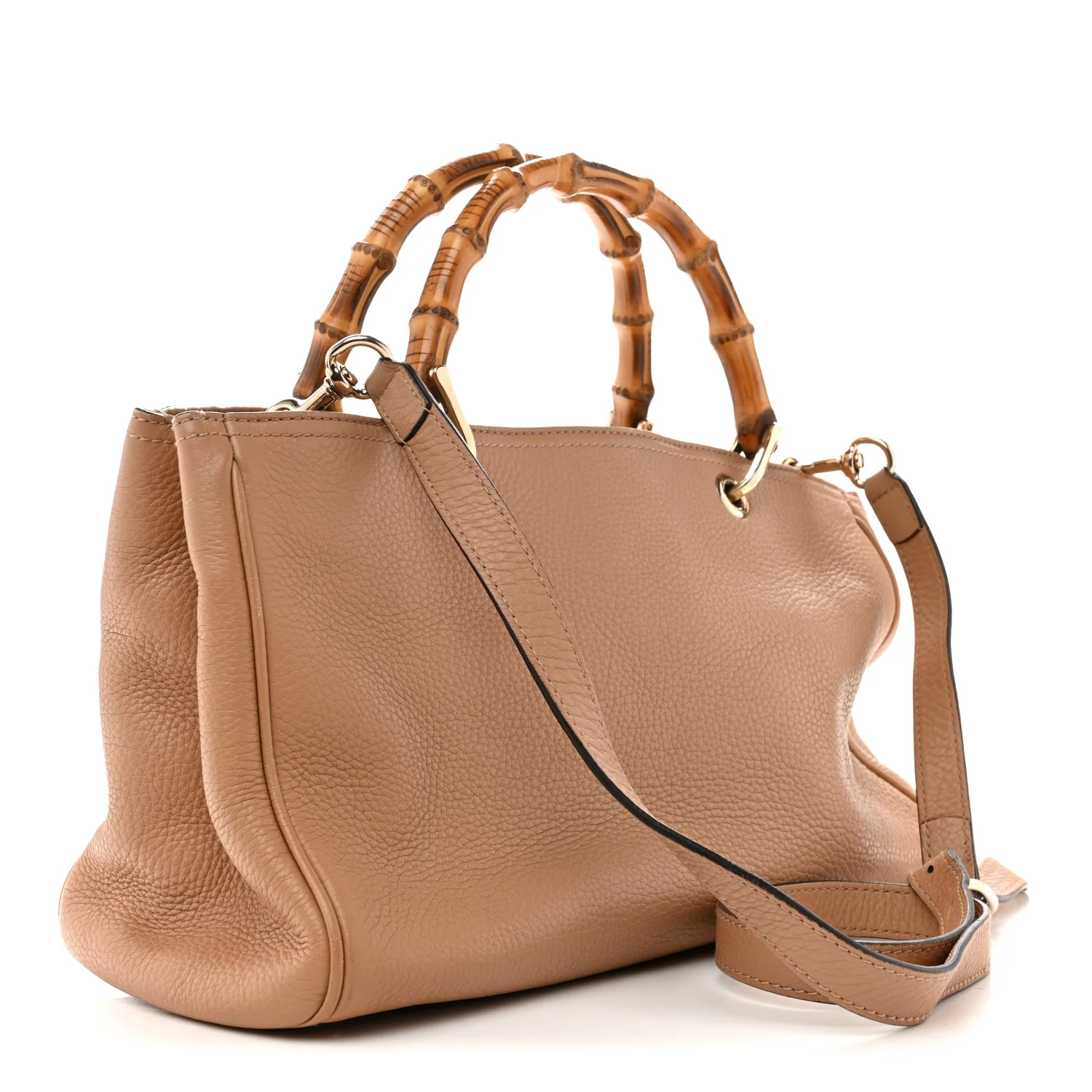 Pebbled Calfskin Medium Bamboo Shopper Tote Camelia - Image 3