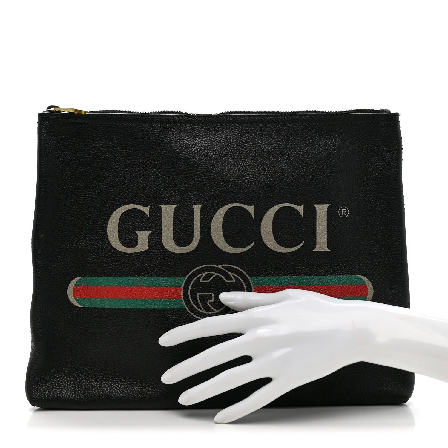 Pebbled Calfskin Medium Logo Portfolio Clutch Black - Image 2