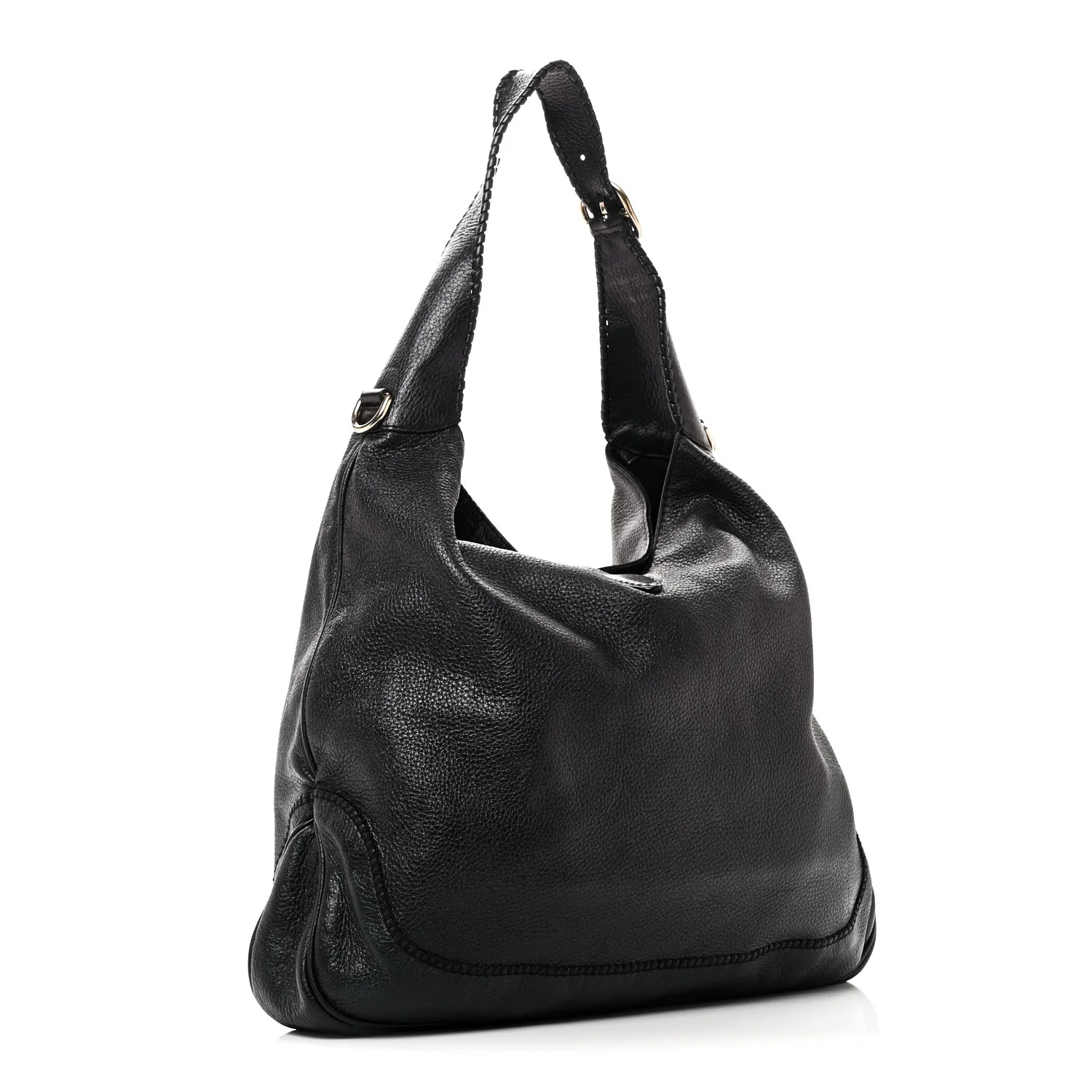 Pebbled Calfskin Medium New Jackie Shoulder Bag Black - Image 3