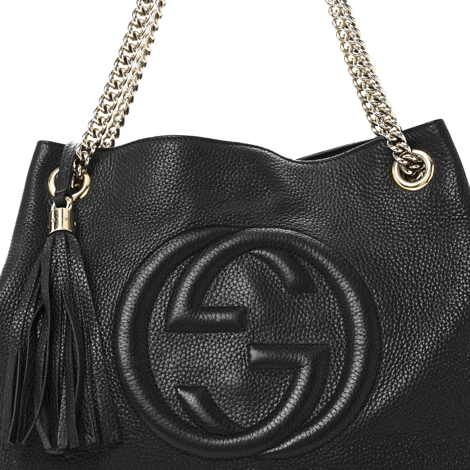 Pebbled Calfskin Medium Soho Chain Shoulder Bag Black - Image 8