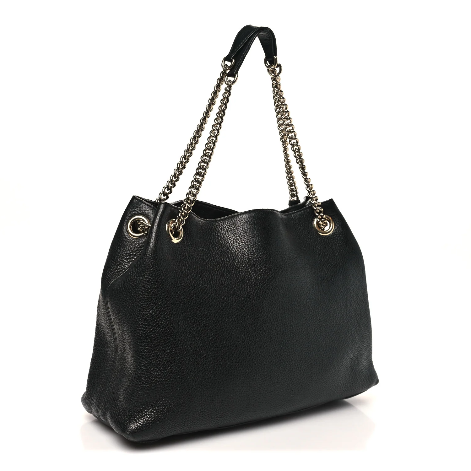 Pebbled Calfskin Medium Soho Chain Shoulder Bag Black - Image 3