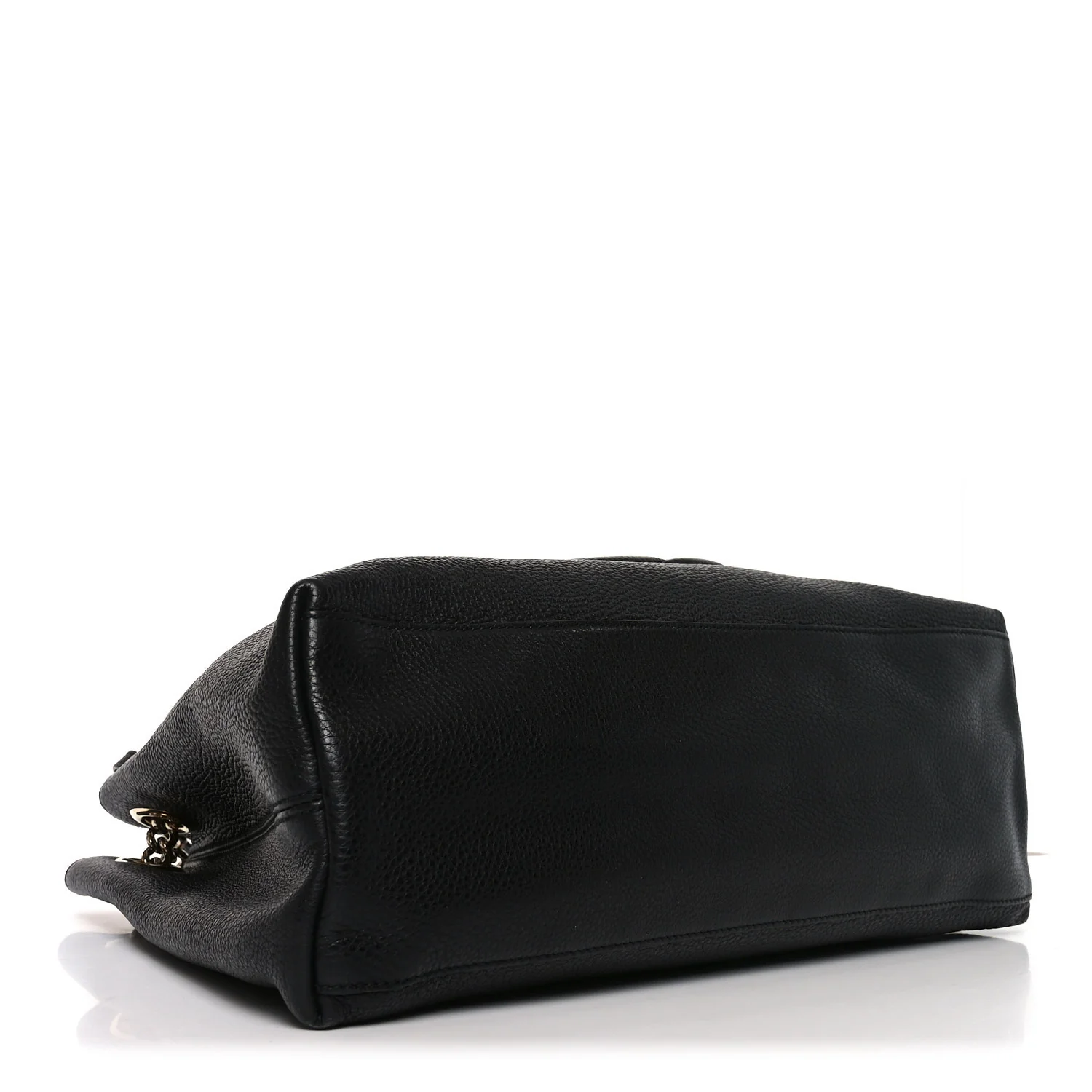 Pebbled Calfskin Medium Soho Chain Shoulder Bag Black - Image 3