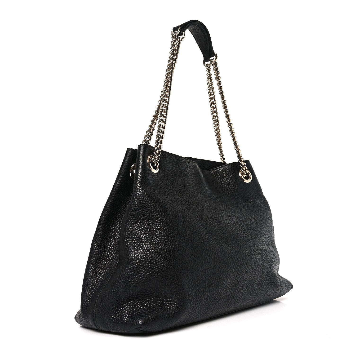 Pebbled Calfskin Medium Soho Chain Shoulder Bag Black - Image 2