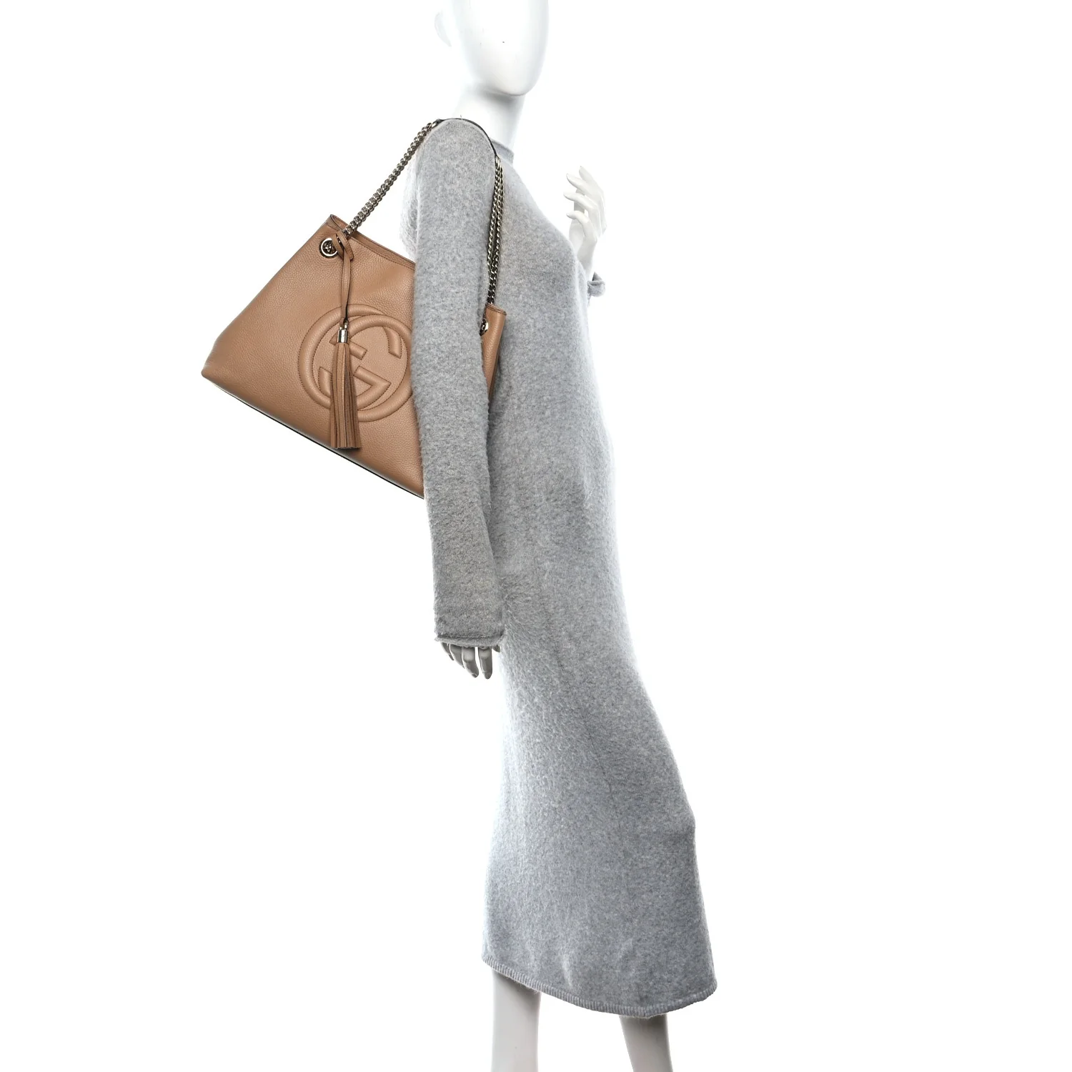 Pebbled Calfskin Medium Soho Chain Shoulder Bag Camelia - Image 2