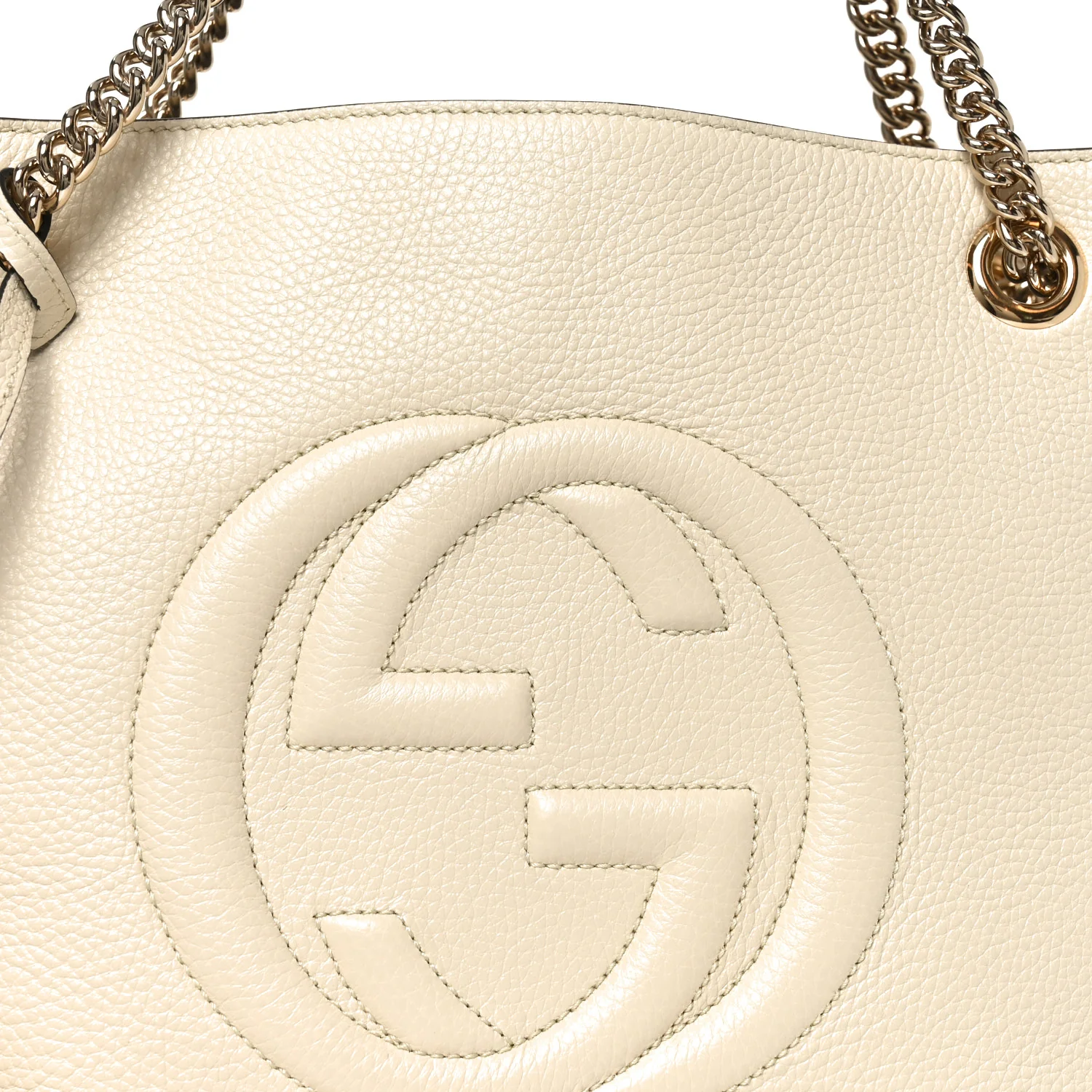 Pebbled Calfskin Medium Soho Chain Shoulder Bag Off White - Image 8