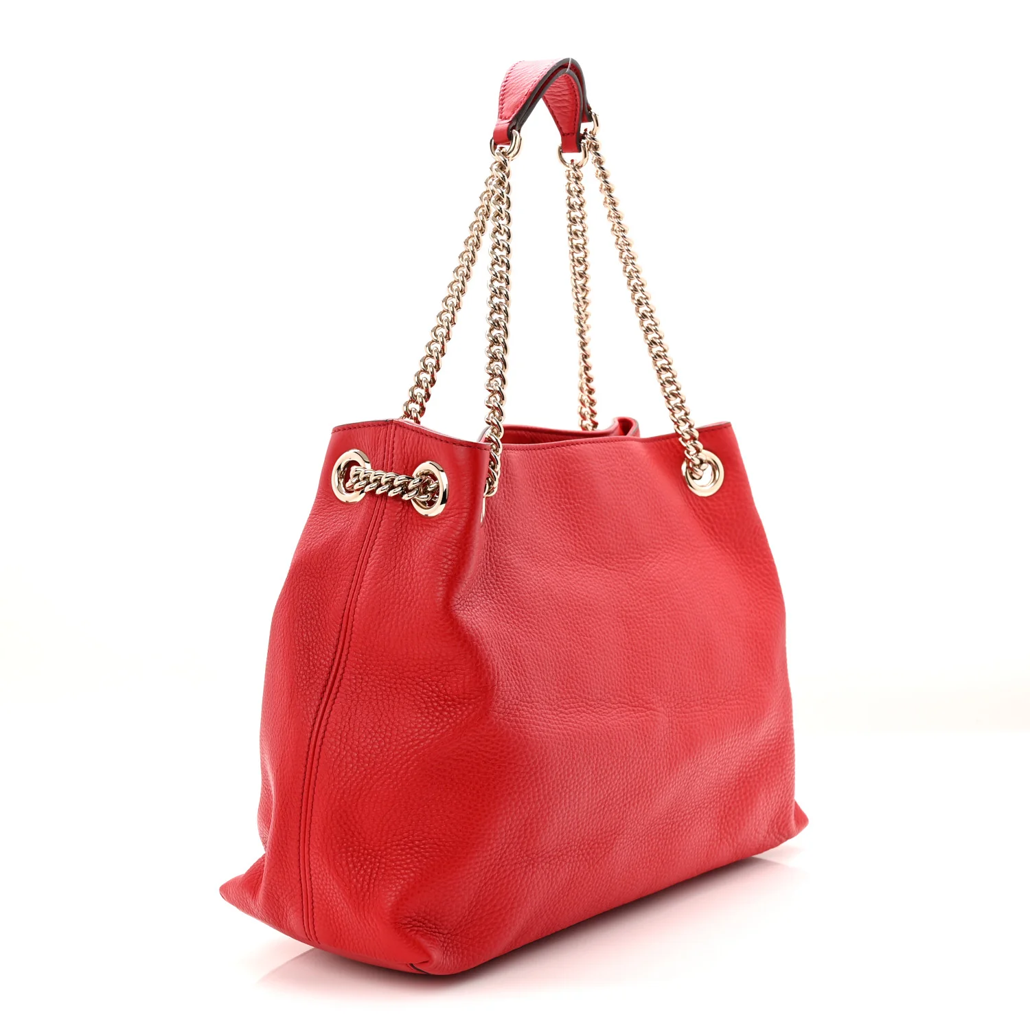 Pebbled Calfskin Medium Soho Chain Shoulder Bag Tabasco Red - Image 3