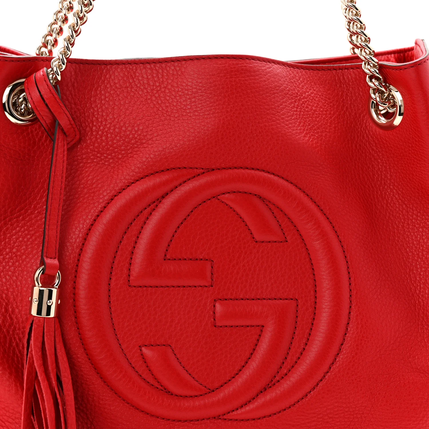 Pebbled Calfskin Medium Soho Chain Shoulder Bag Tabasco Red - Image 8