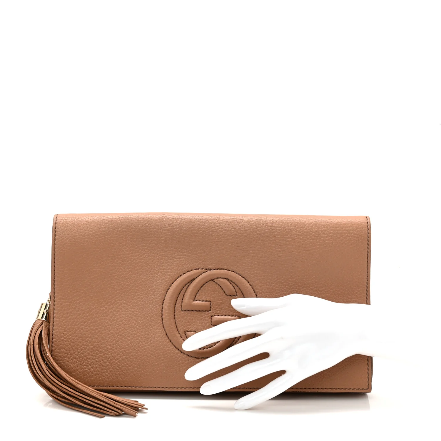 Pebbled Calfskin Medium Soho Clutch Camelia - Image 2