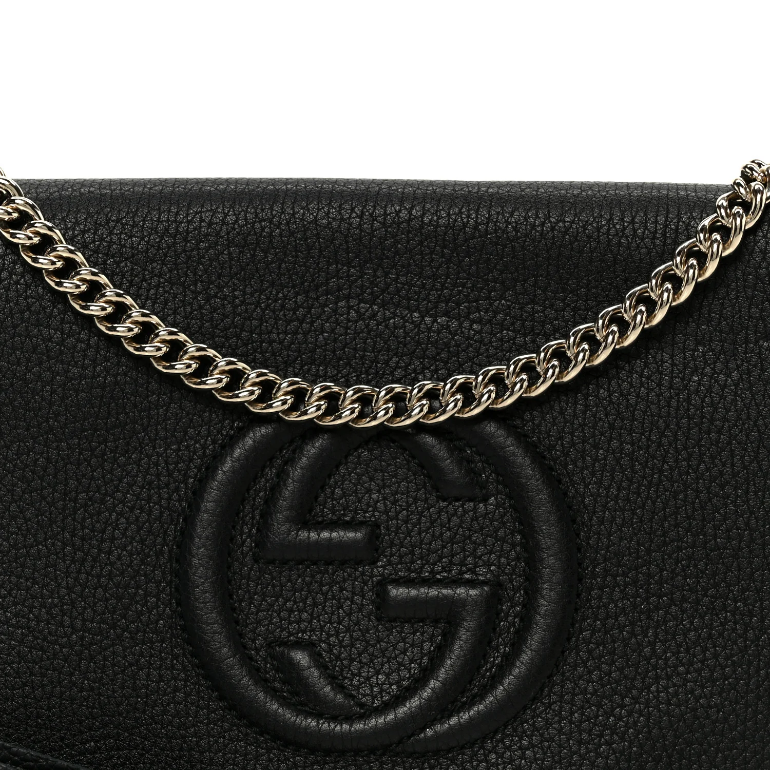 Pebbled Calfskin Medium Soho Flap Crossbody Black - Image 9