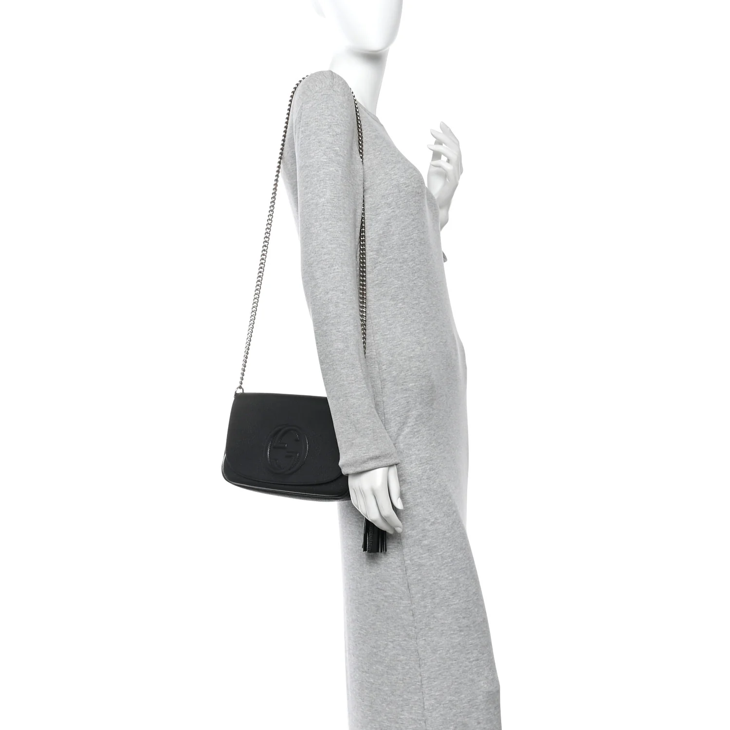 Pebbled Calfskin Medium Soho Flap Crossbody Black - Image 2