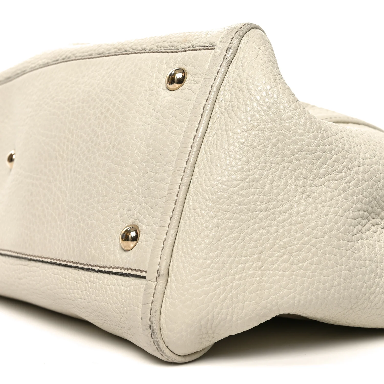 Pebbled Calfskin Medium Soho Shoulder Bag Off White - Image 10