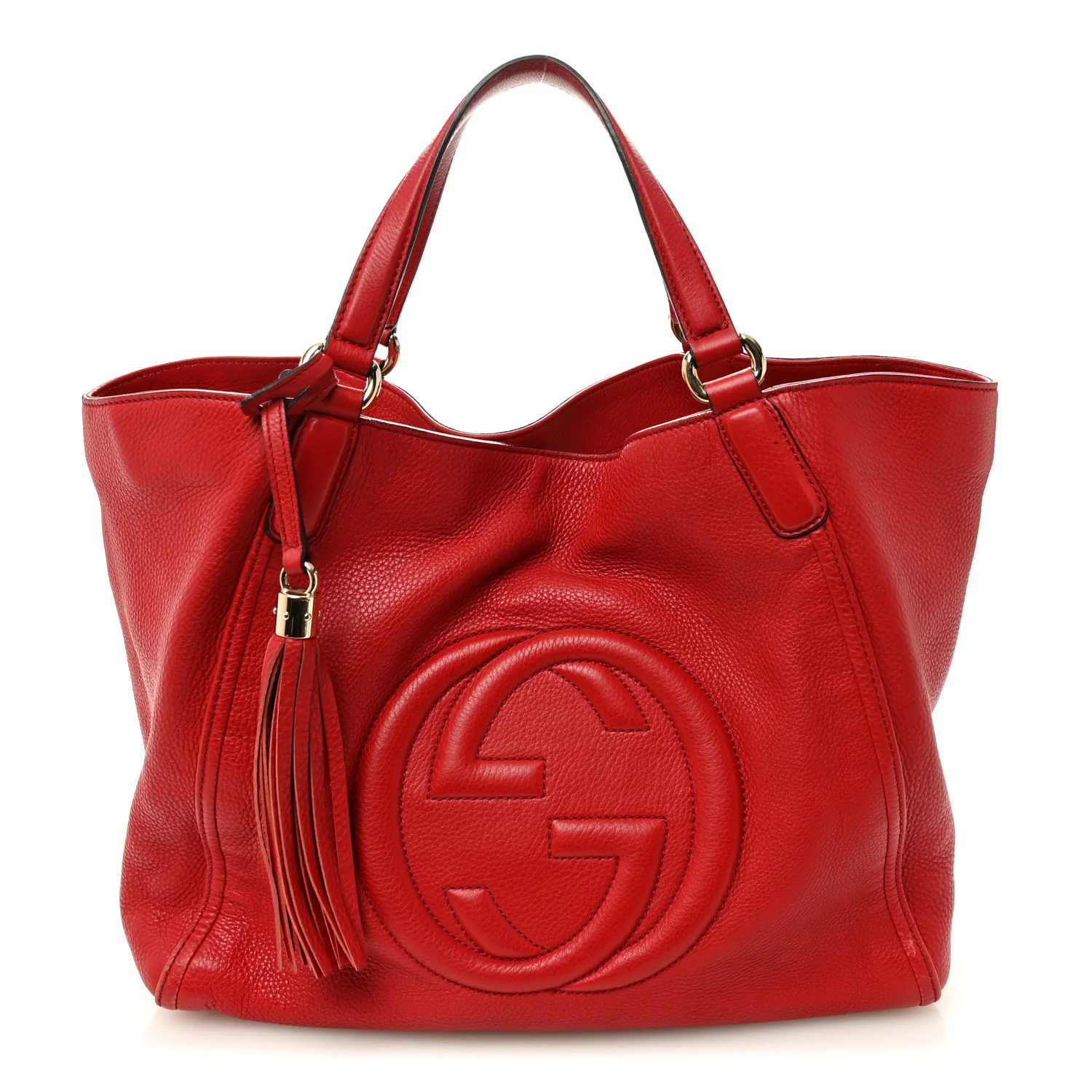 Pebbled Calfskin Medium Soho Shoulder Bag Tabasco Red