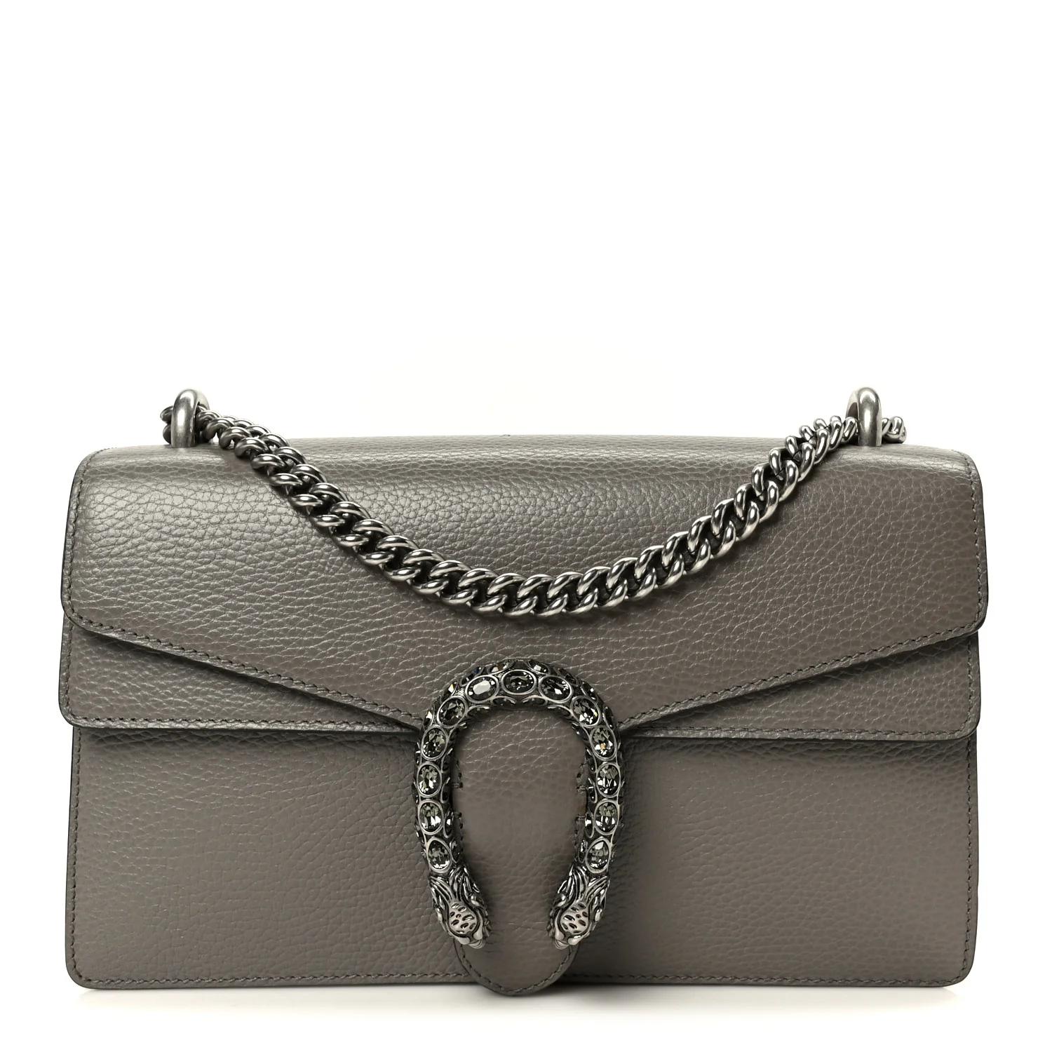 Pebbled Calfskin Small Dionysus Shoulder Bag Dusty Grey