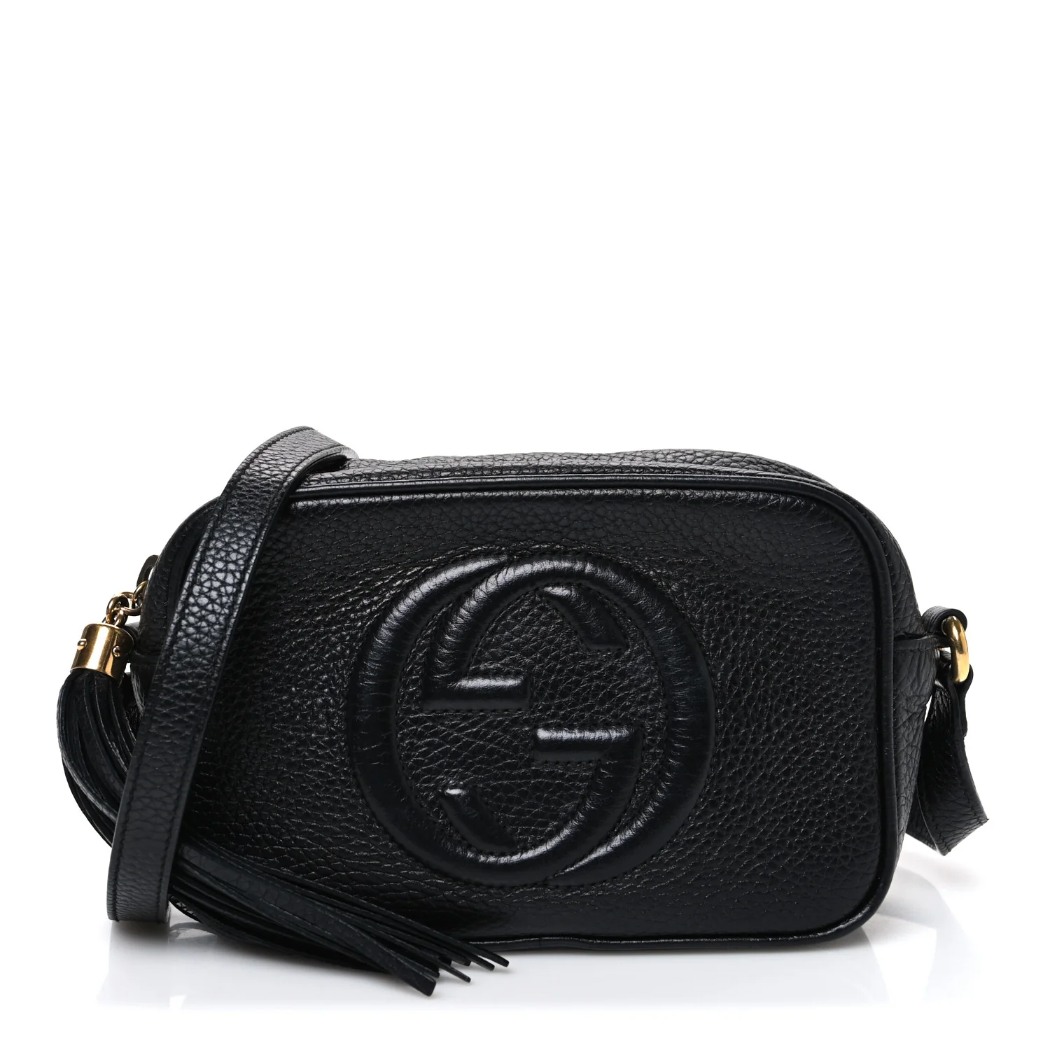 Pebbled Calfskin Small Soho Disco Bag Black