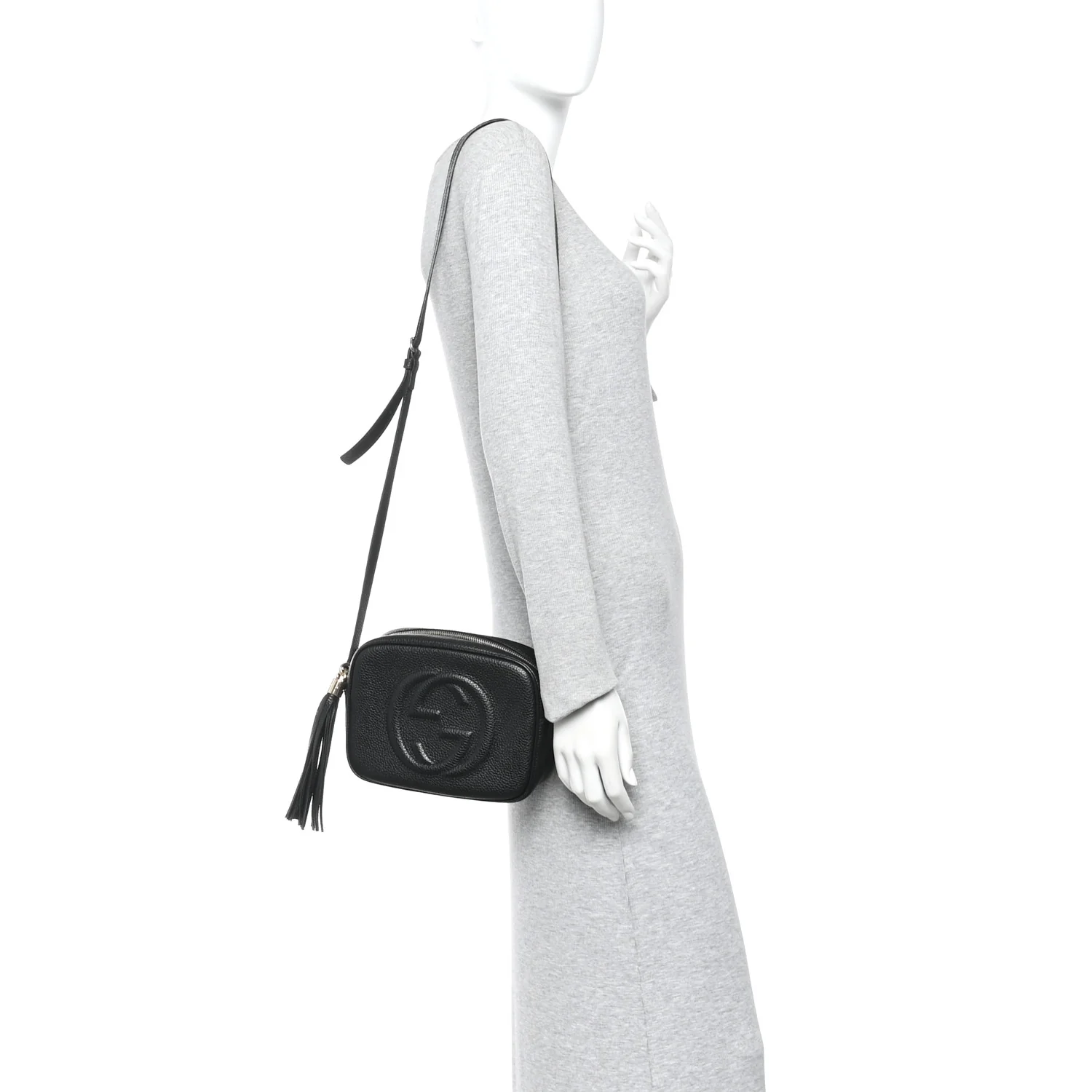 Pebbled Calfskin Small Soho Disco Bag Black - Image 3