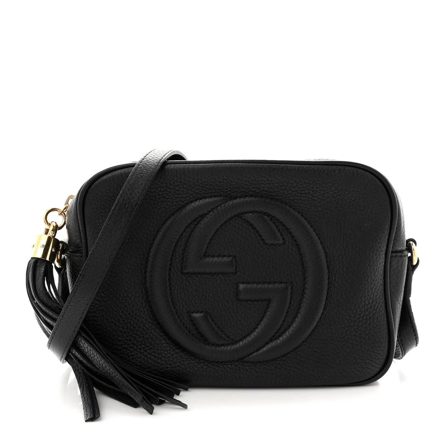 Pebbled Calfskin Small Soho Disco Bag Black