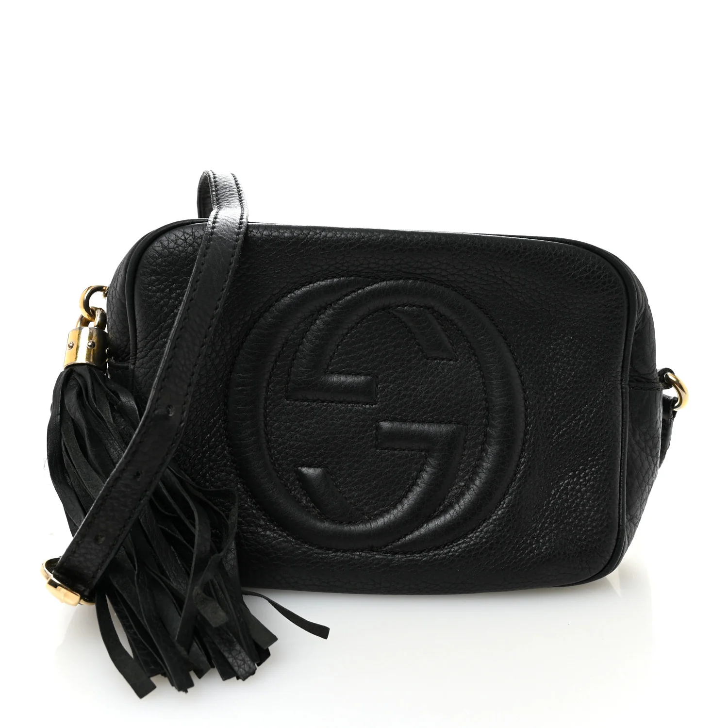 Pebbled Calfskin Small Soho Disco Bag Black