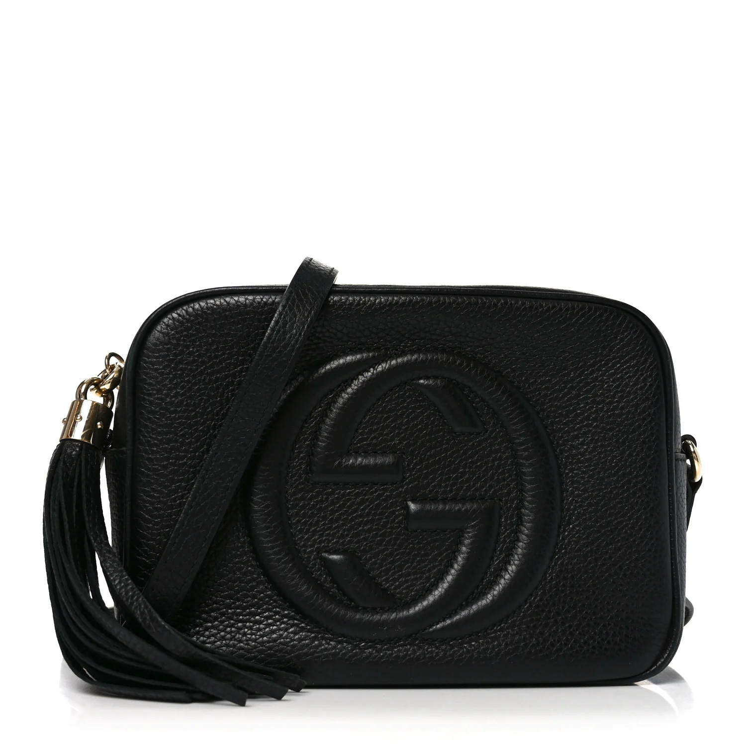 Pebbled Calfskin Small Soho Disco Bag Black