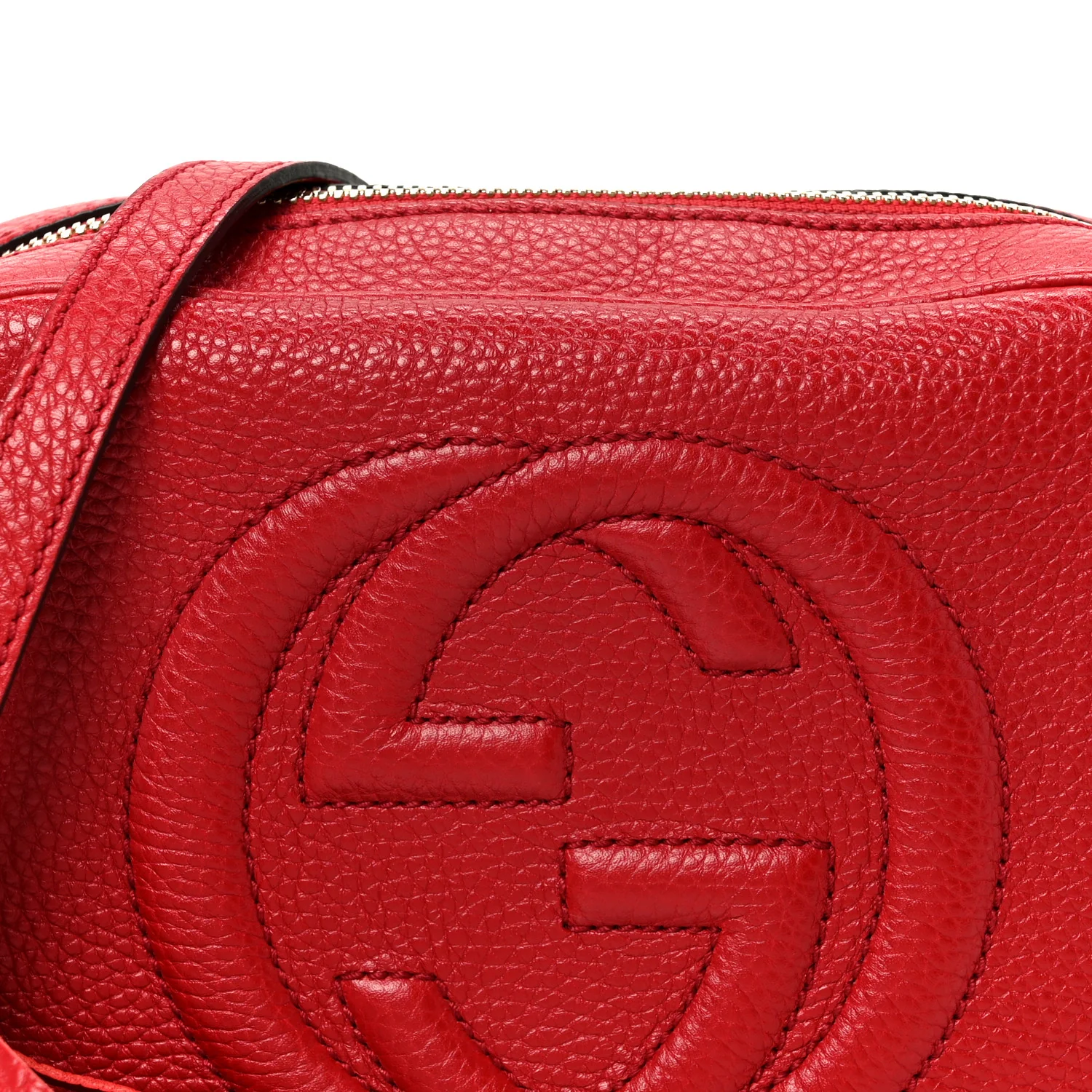 Pebbled Calfskin Small Soho Disco Bag Vibrant Red - Image 8