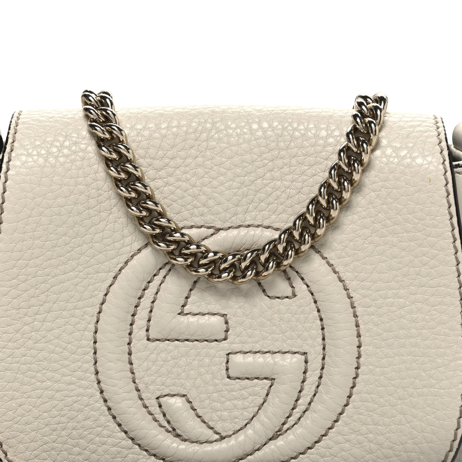 Pebbled Calfskin Small Soho Flap Crossbody Off White - Image 8