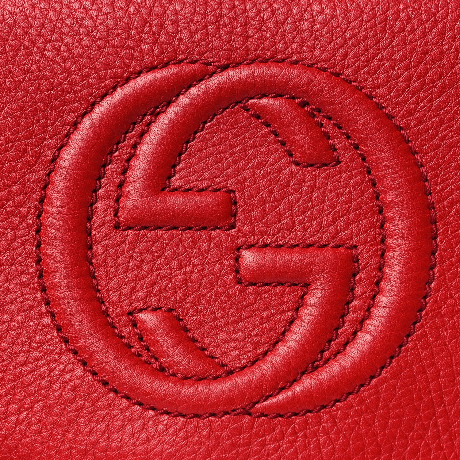 Pebbled Calfskin Small Soho Flap Crossbody Red - Image 7