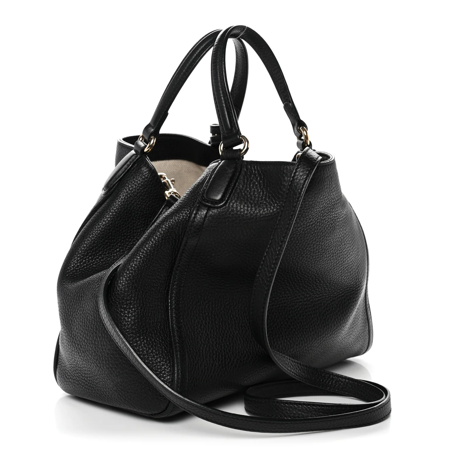 Pebbled Calfskin Small Soho Shoulder Bag Black - Image 3