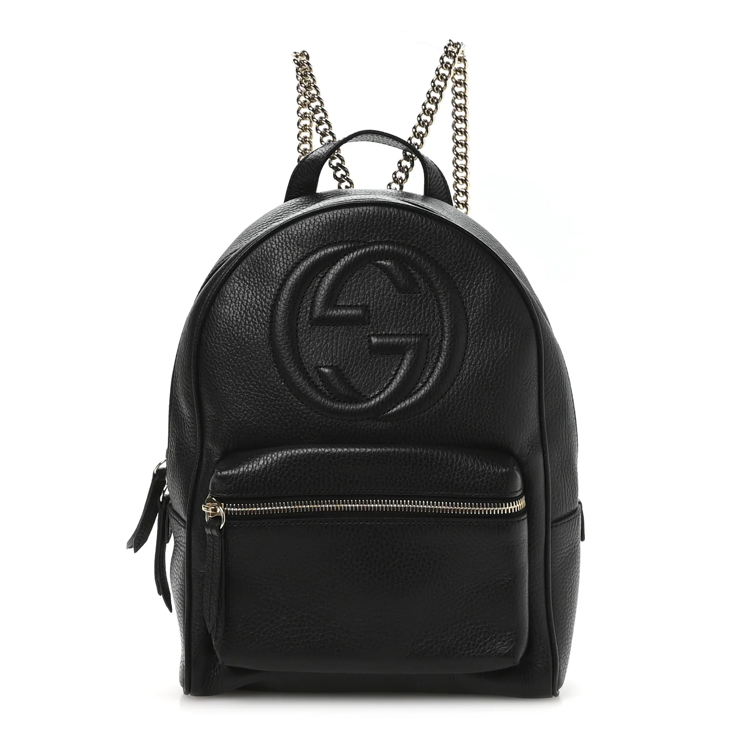 Pebbled Calfskin Soho Chain Backpack Black