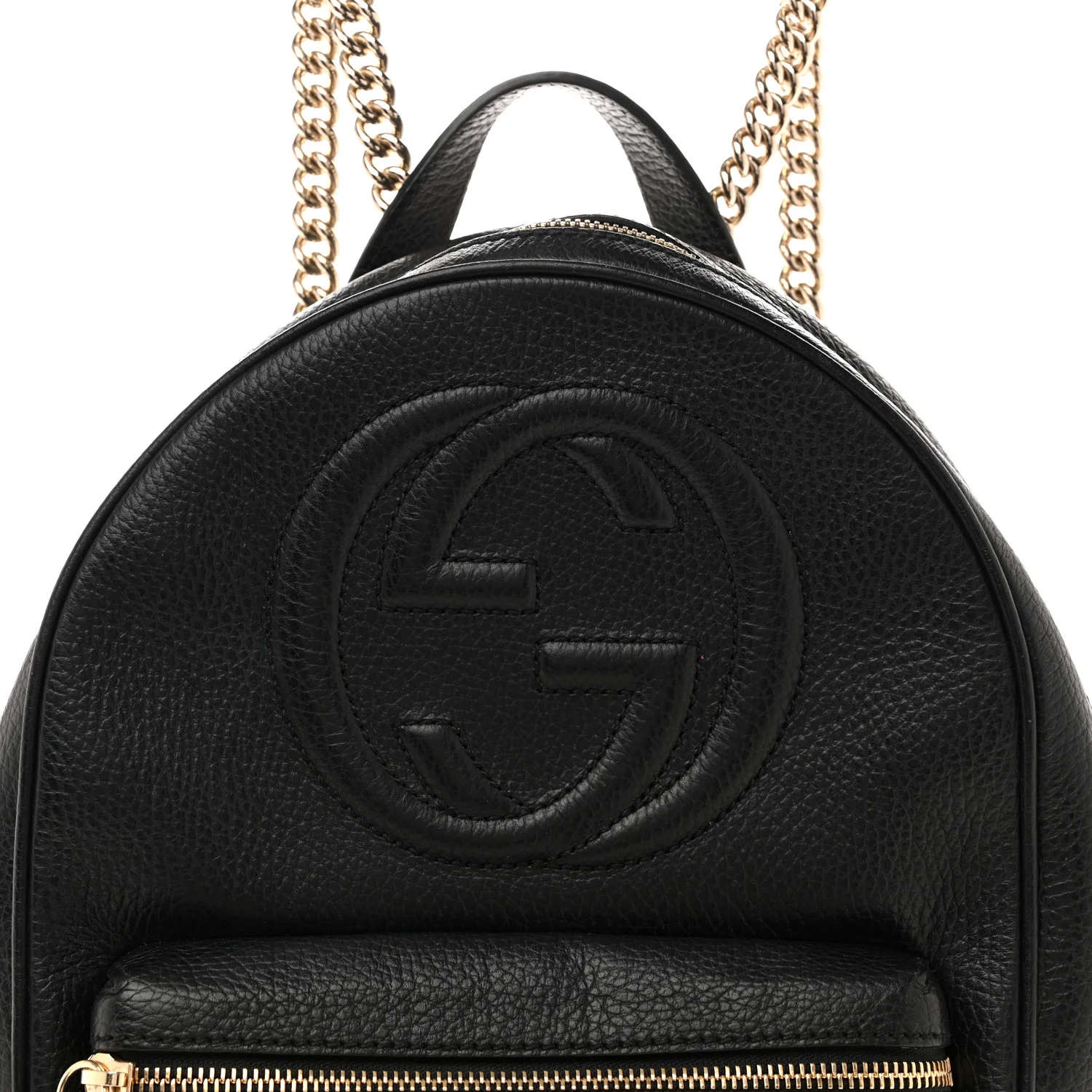 Pebbled Calfskin Soho Chain Backpack Black - Image 8