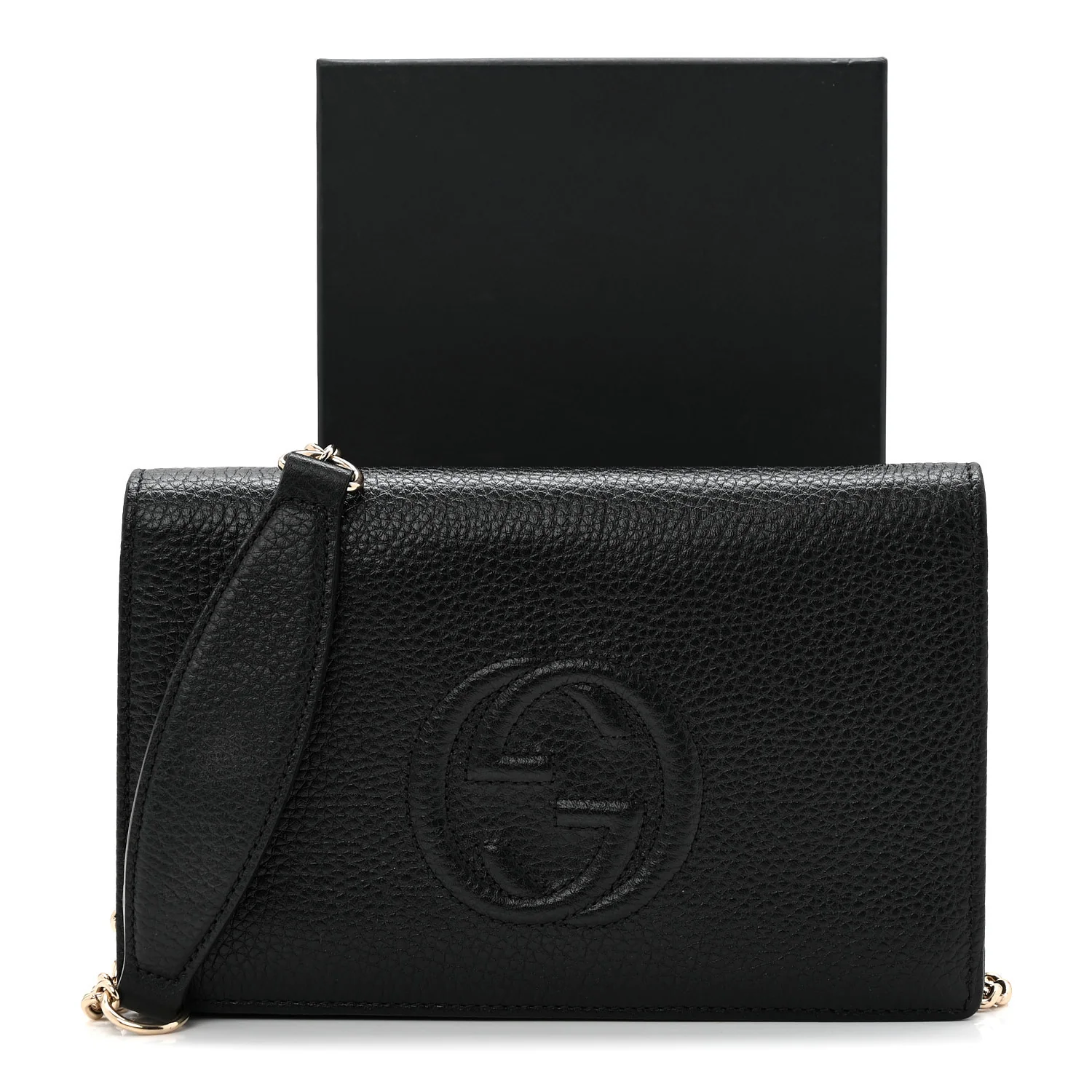 Pebbled Calfskin Soho Wallet On Chain Black - Image 10