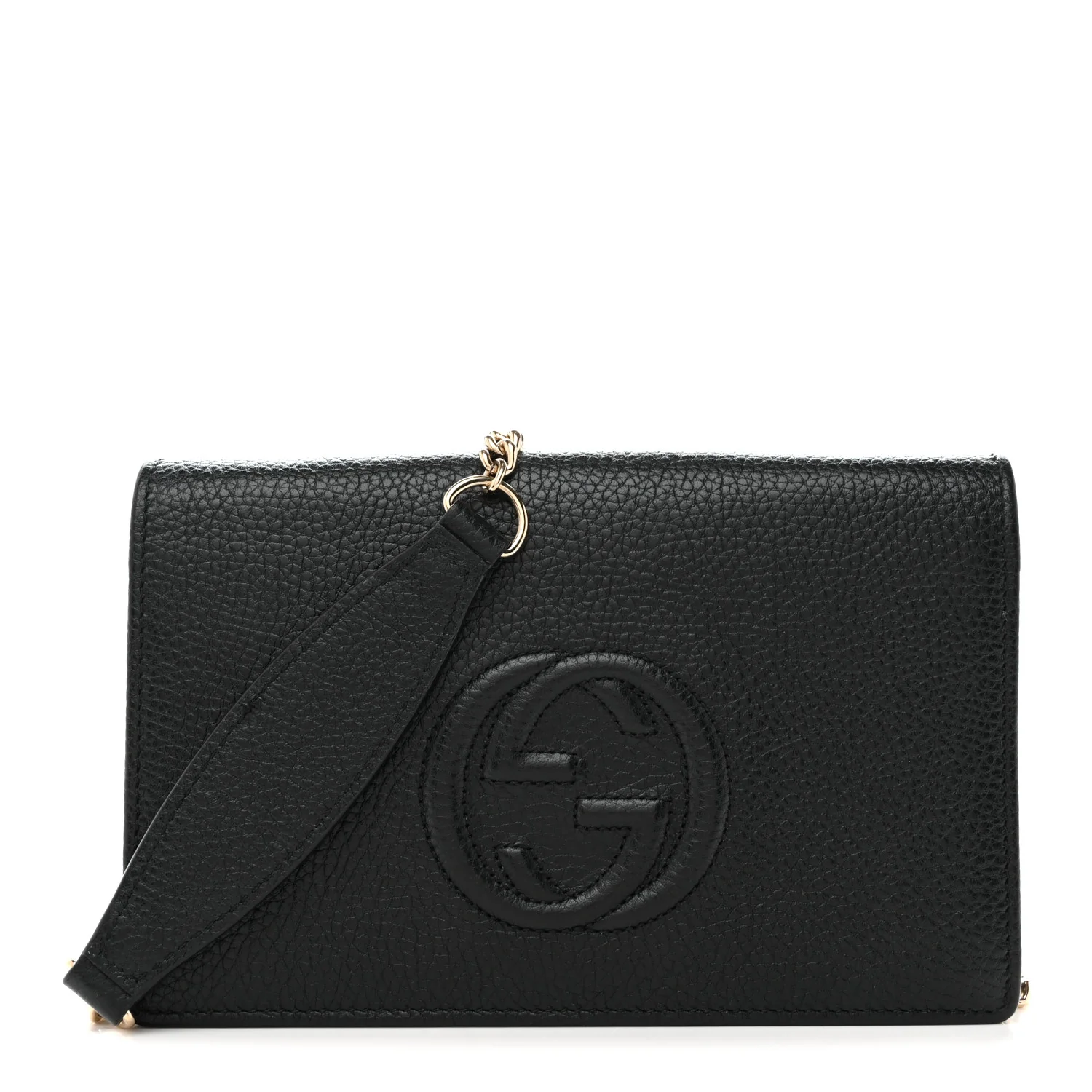 Pebbled Calfskin Soho Wallet On Chain Black