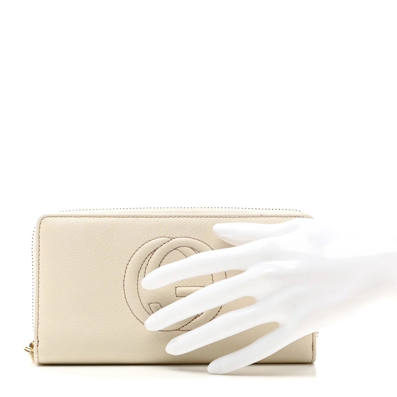 Pebbled Calfskin Soho Zip Around Wallet Off White - Image 2