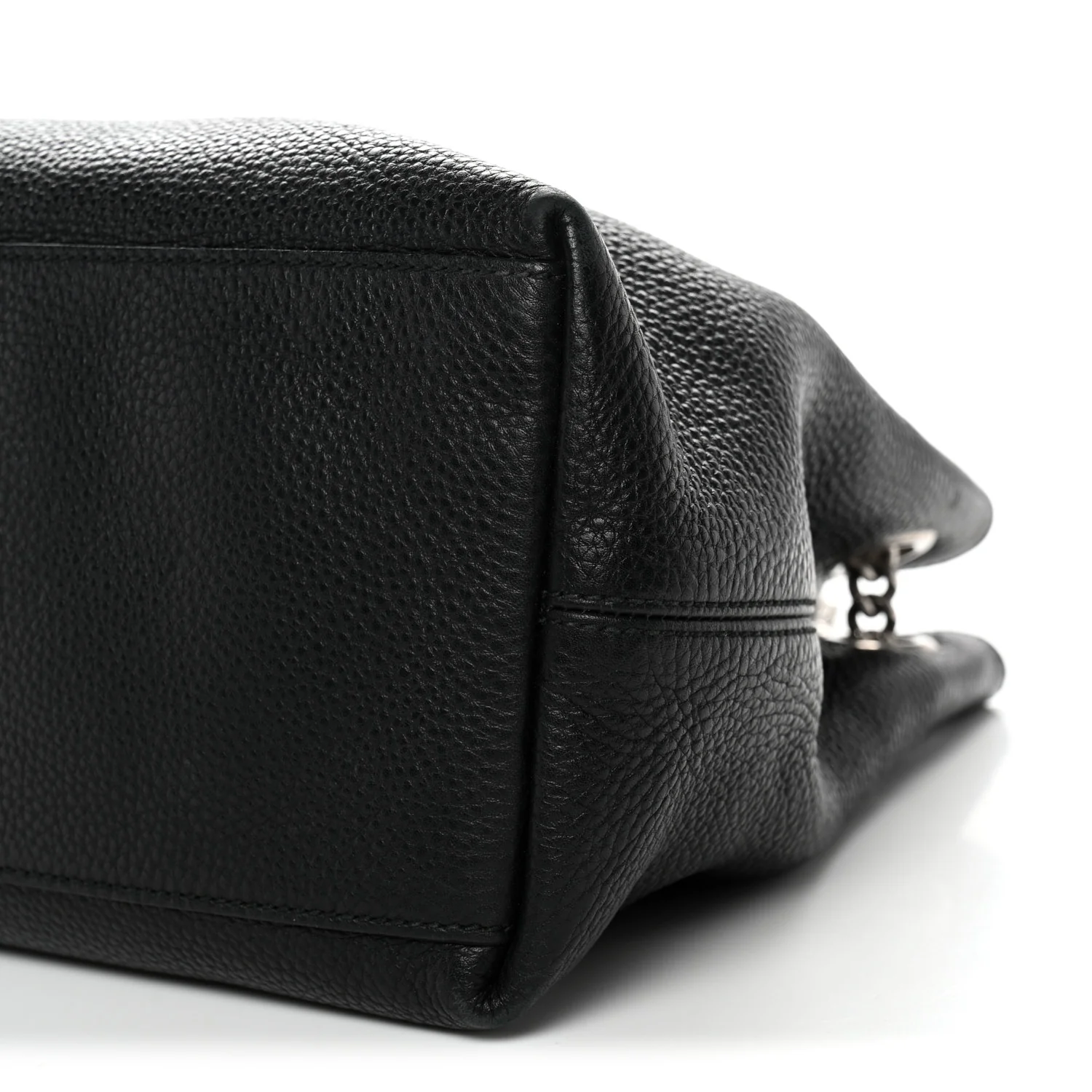 Pebbled Calfskin Studded Medium Soho Chain Shoulder Bag Black - Image 10
