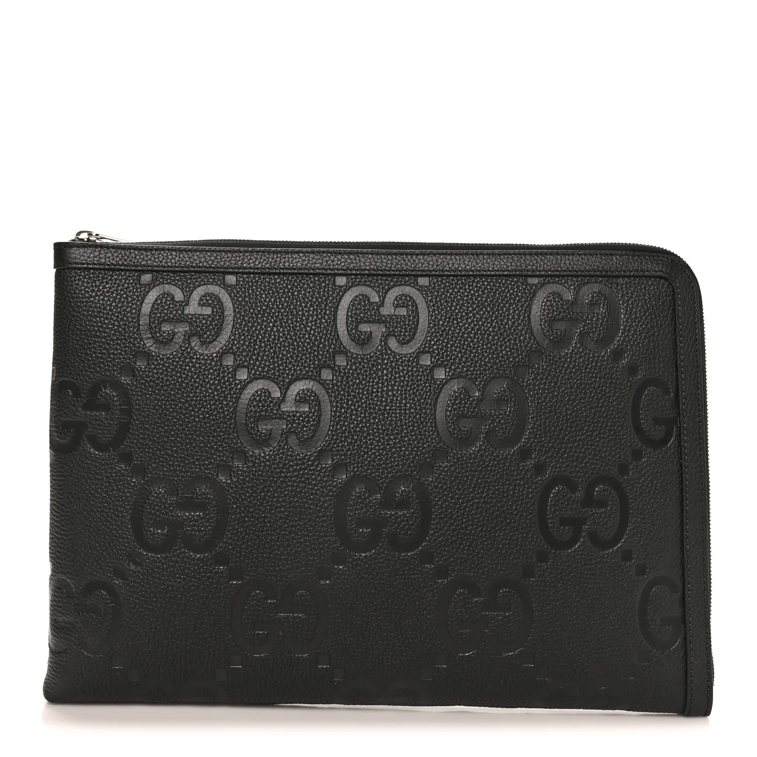 Piuma Calfskin Jumbo GG Embossed Document Case Black