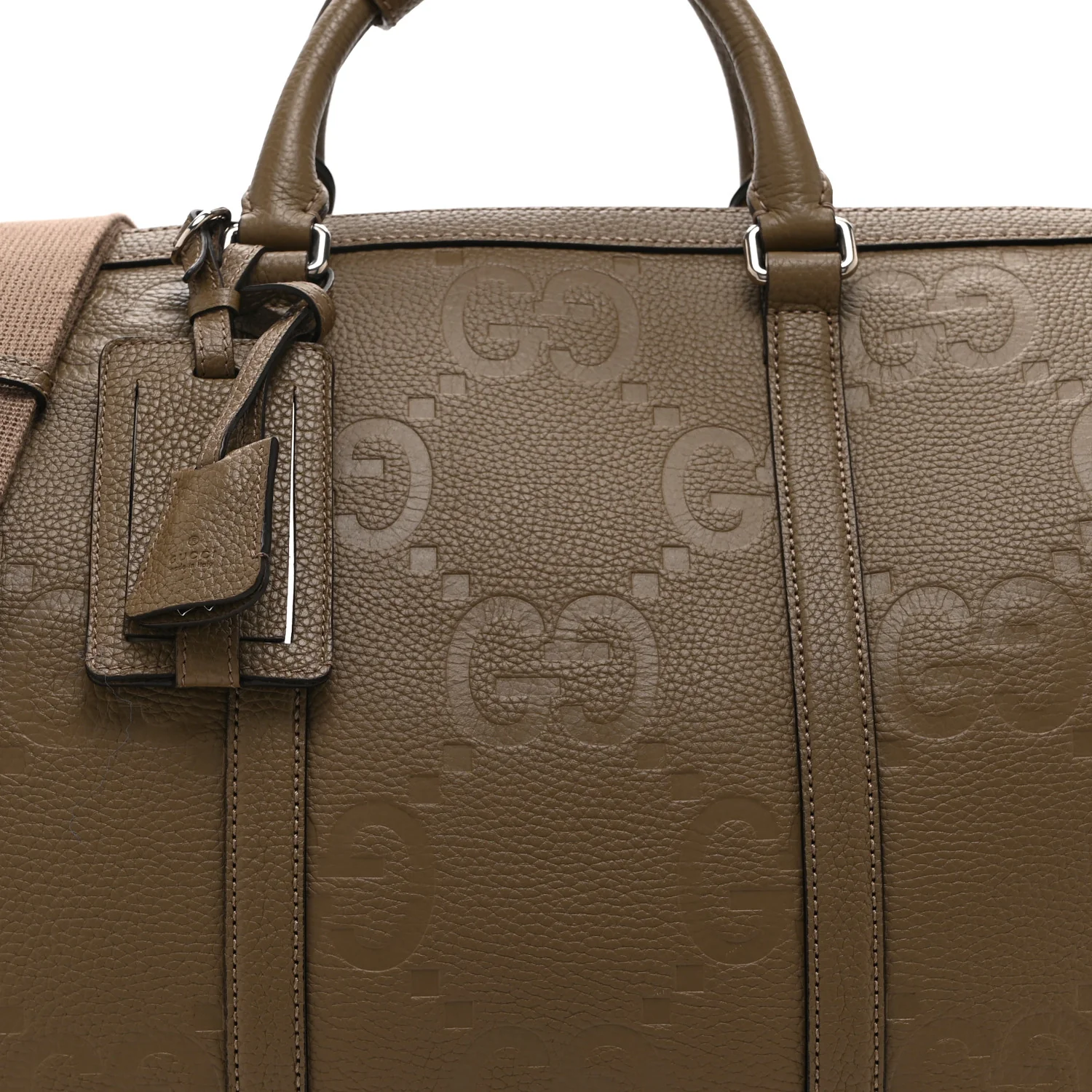 Piuma Calfskin Jumbo GG Embossed Large Duffle Bag Good Taupe - Image 8