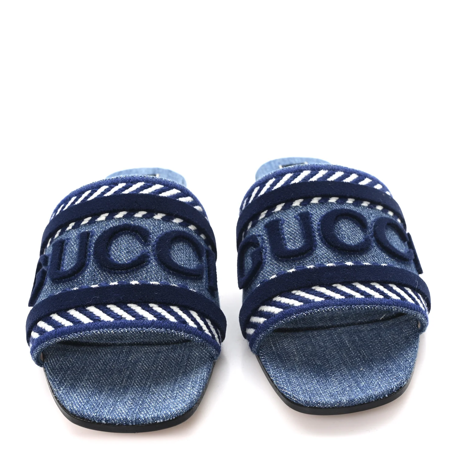Plain Spain Denim Logo Slide Sandals 37.5 Light Blue - Image 3