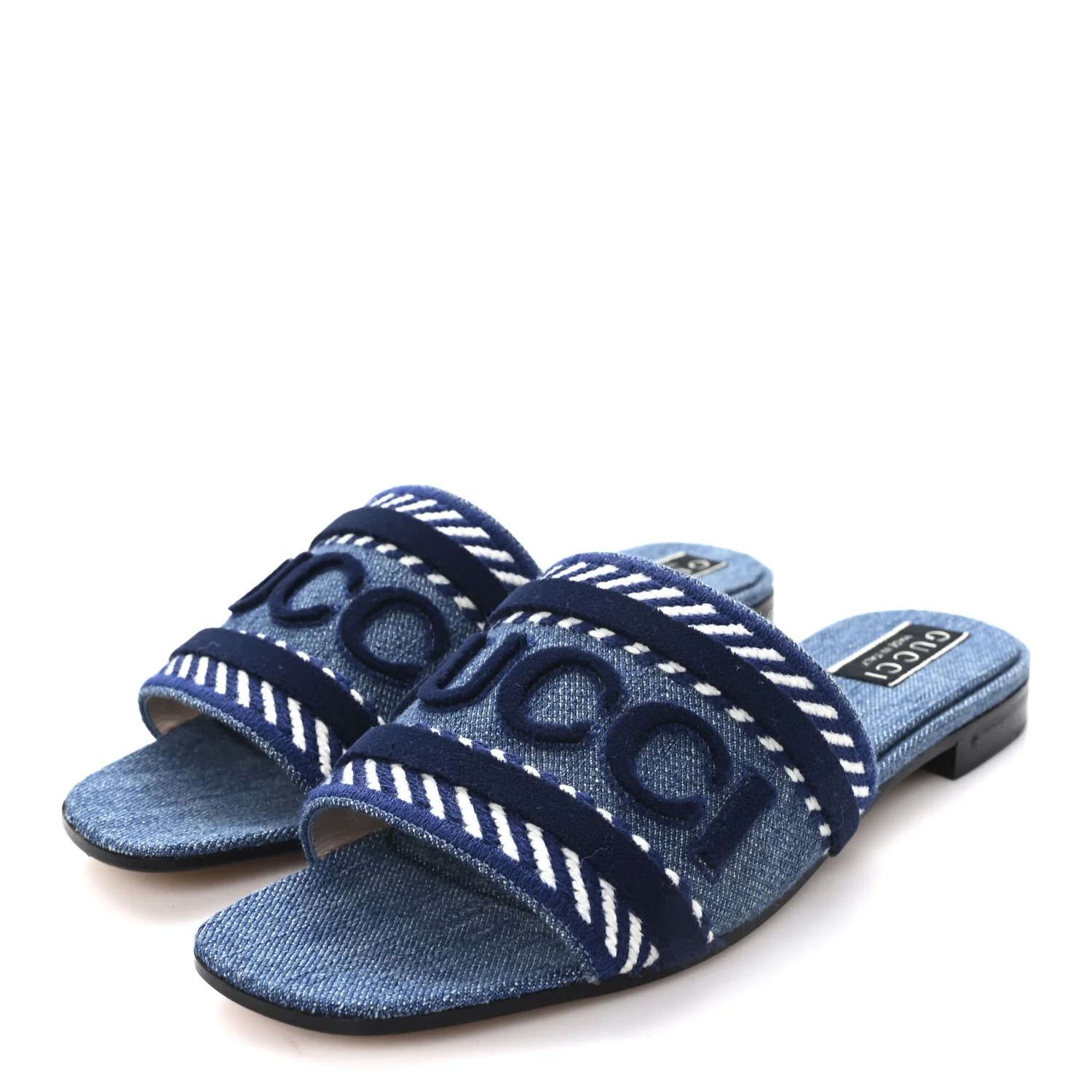 Plain Spain Denim Logo Slide Sandals 37.5 Light Blue - Image 4