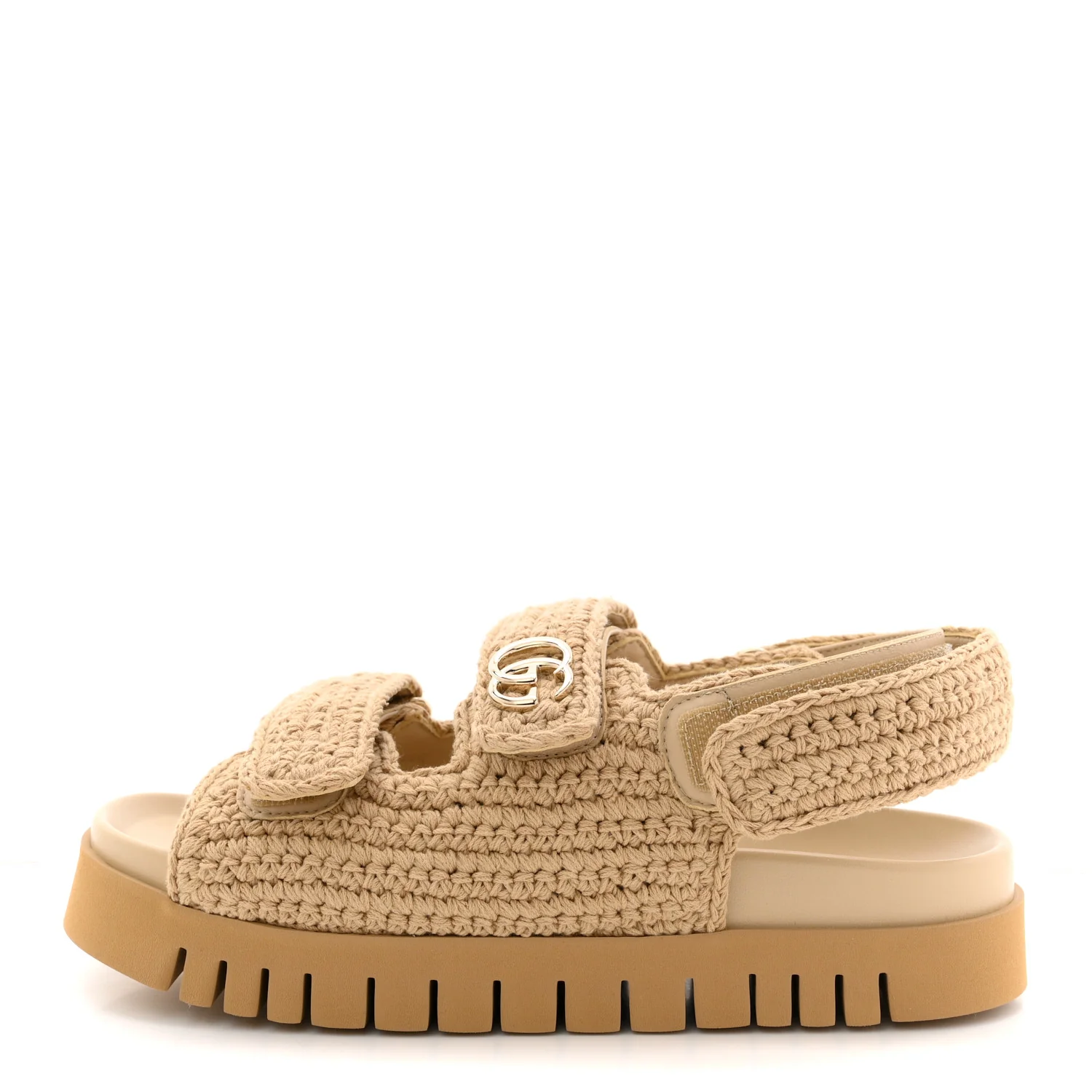 Raffia Cotton Crochet GG Sandals 37 Ecru Sandstorm