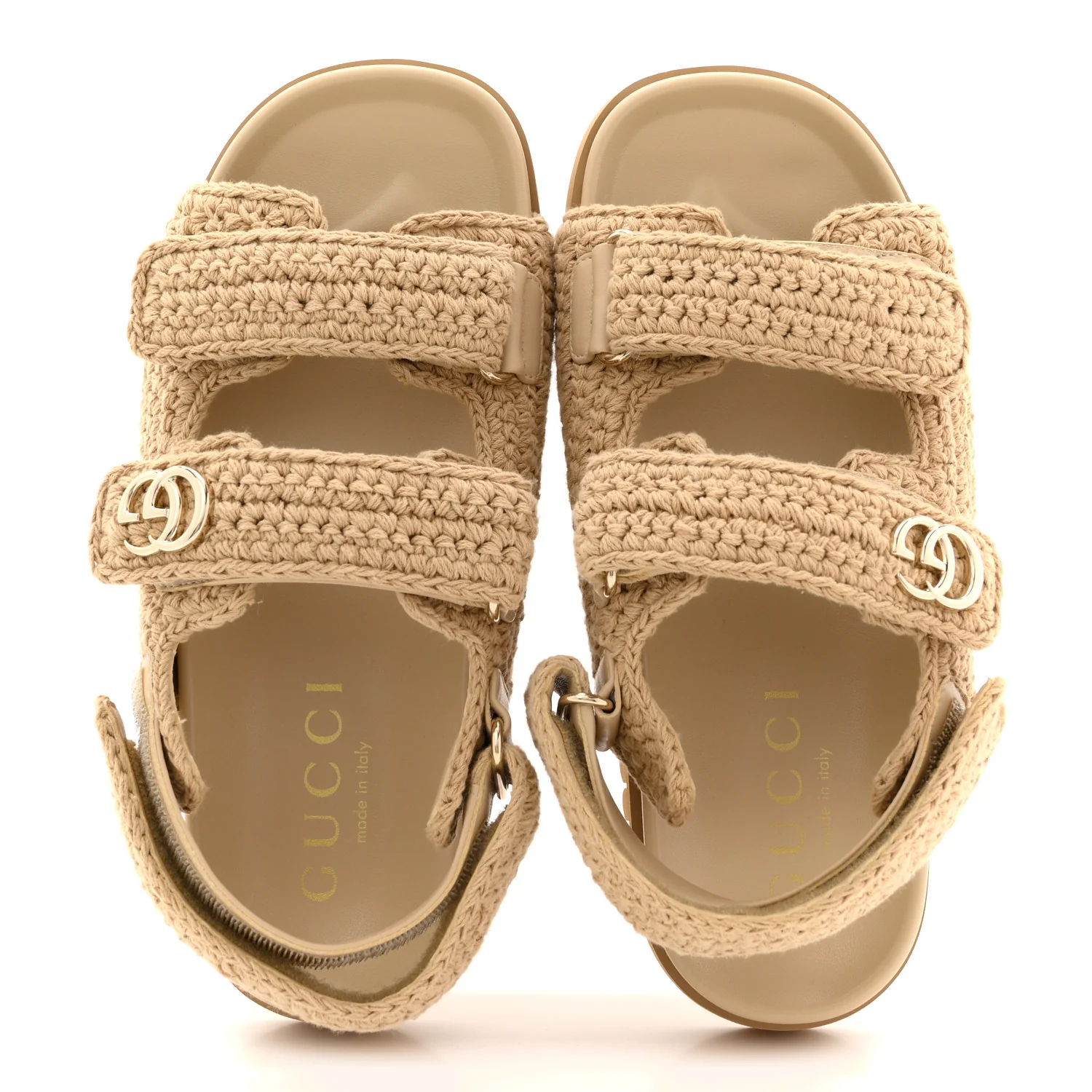 Raffia Cotton Crochet GG Sandals 37 Ecru Sandstorm - Image 2