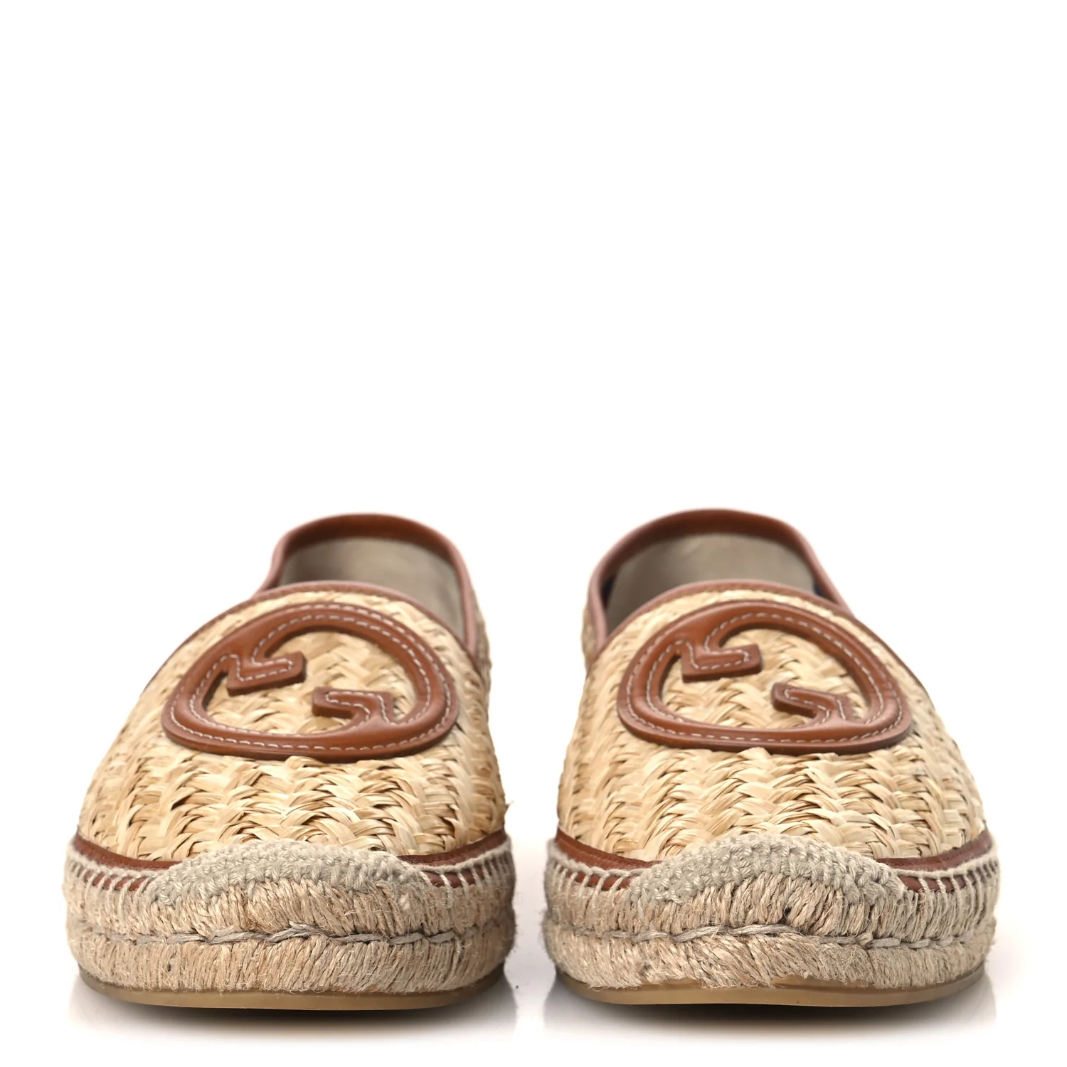 Raffia Harness Calfskin Interlocking G Adela Espadrilles 41 Palmi Naturale Harness Brown - Image 3