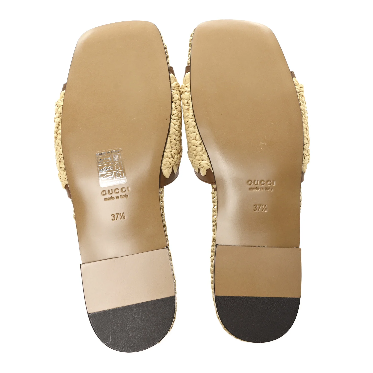 Raffia Interlocking G Flat Slide Sandals 37.5 Bright Natural Sundial - Image 6