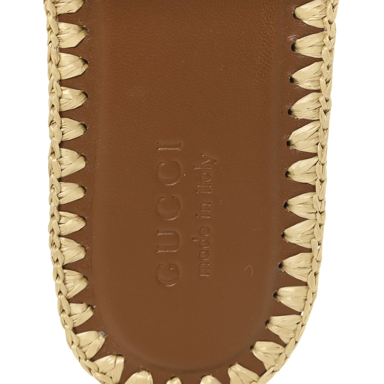 Raffia Interlocking G Flat Slide Sandals 37.5 Bright Natural Sundial - Image 8