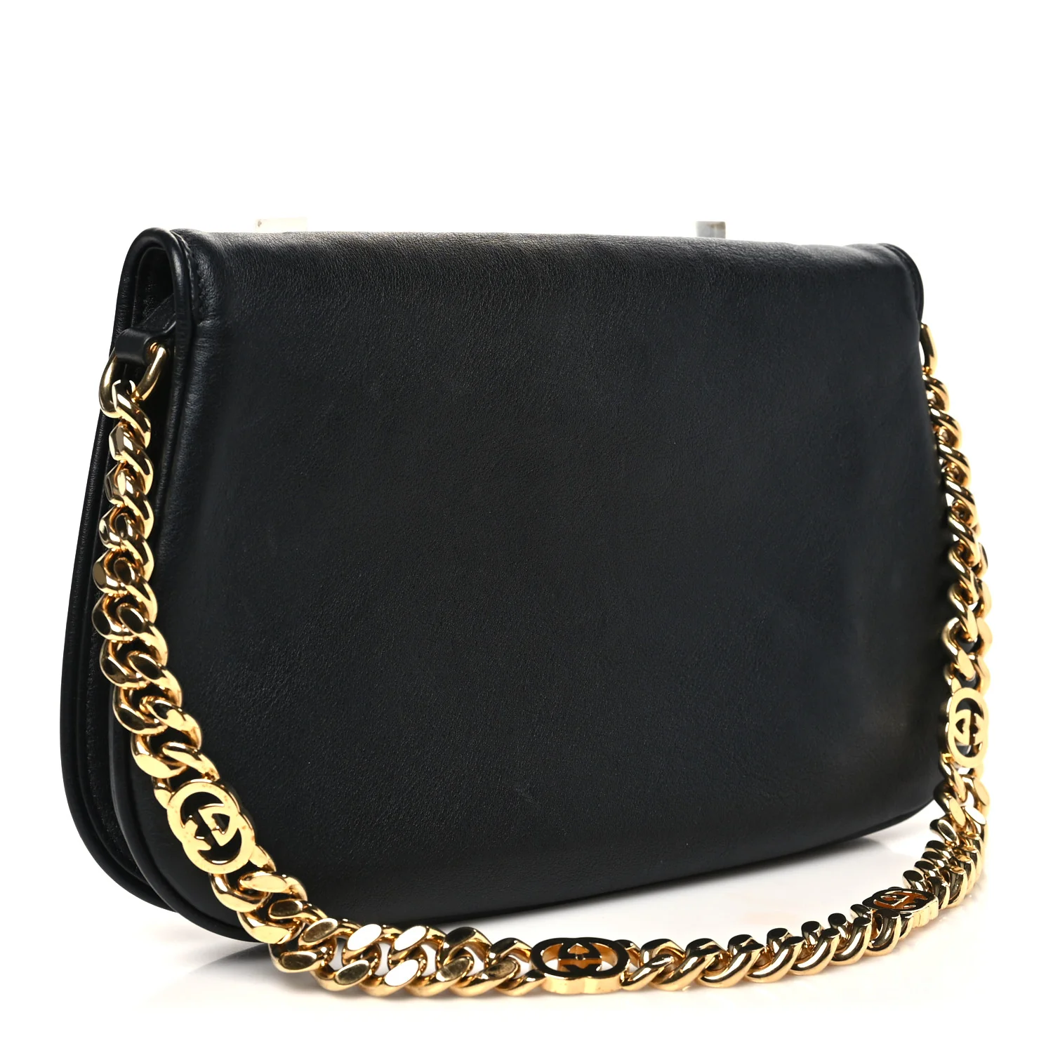 Roxy Calfskin Blondie Chain Shoulder Flap Bag Black - Image 3