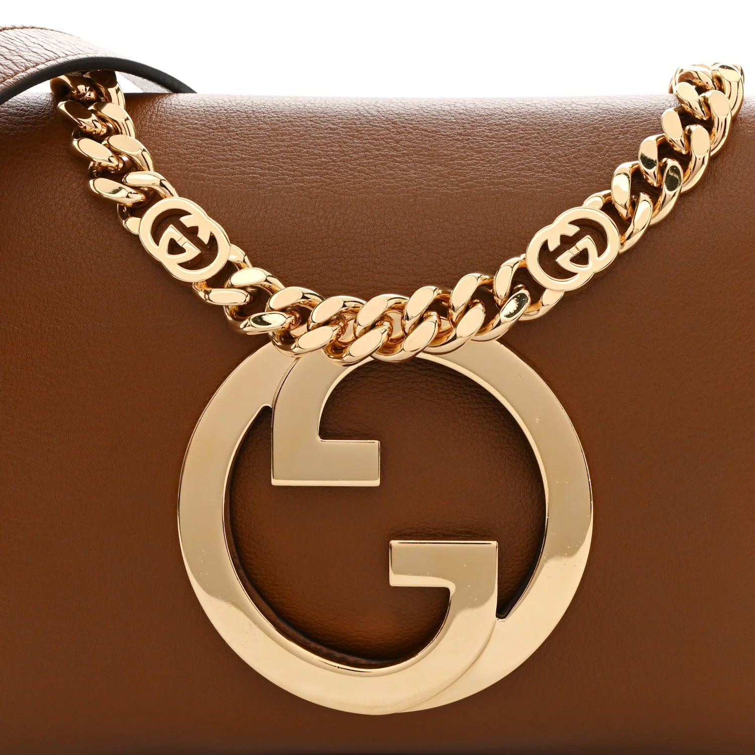 Roxy Calfskin Blondie Chain Shoulder Flap Bag Blondie Cognac - Image 8