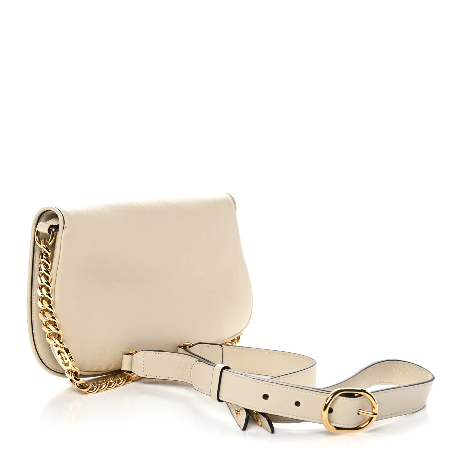 Roxy Calfskin Blondie Chain Shoulder Flap Bag Mystic White - Image 3